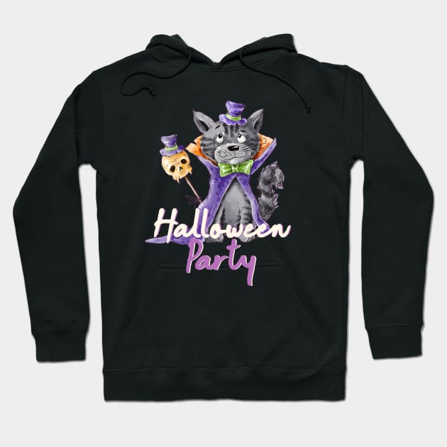 Halloween Funny Cat Party Hoodie by alcoshirts